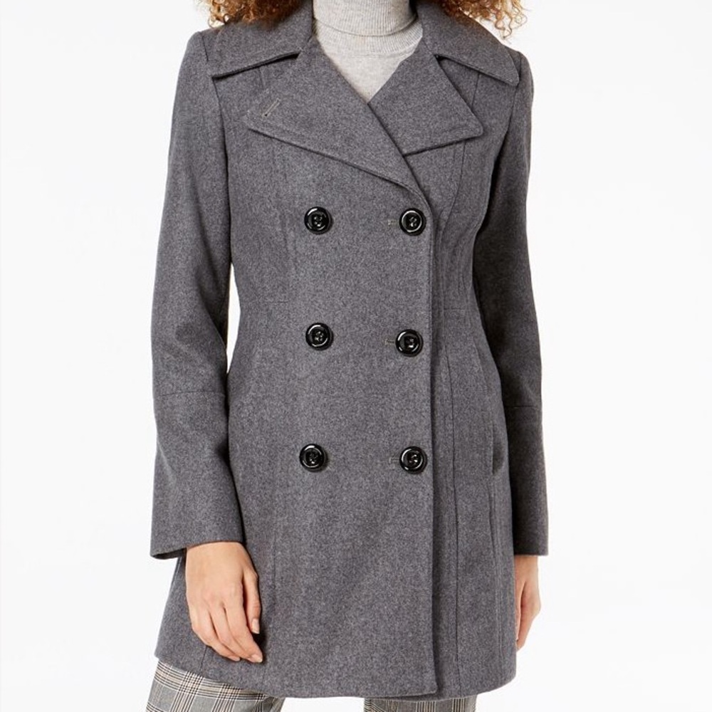 Anne Klein Gray Jacket with Purple Interior